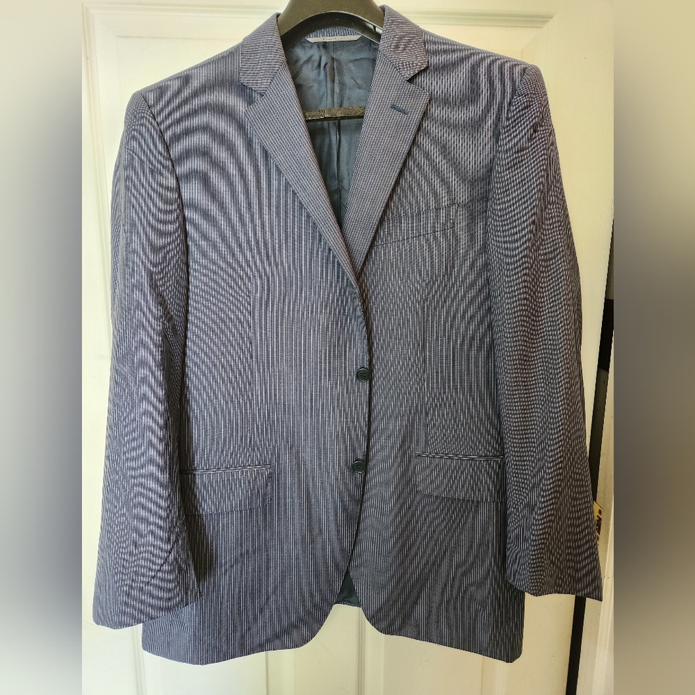 Canali Stripes Blue Wool Blazer Jacket 54R